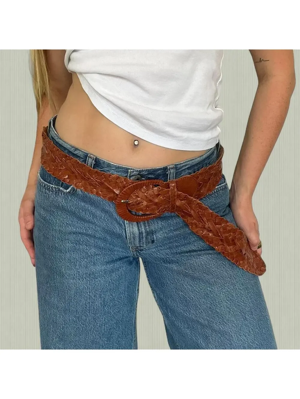 Nine West genuine leather braided belt